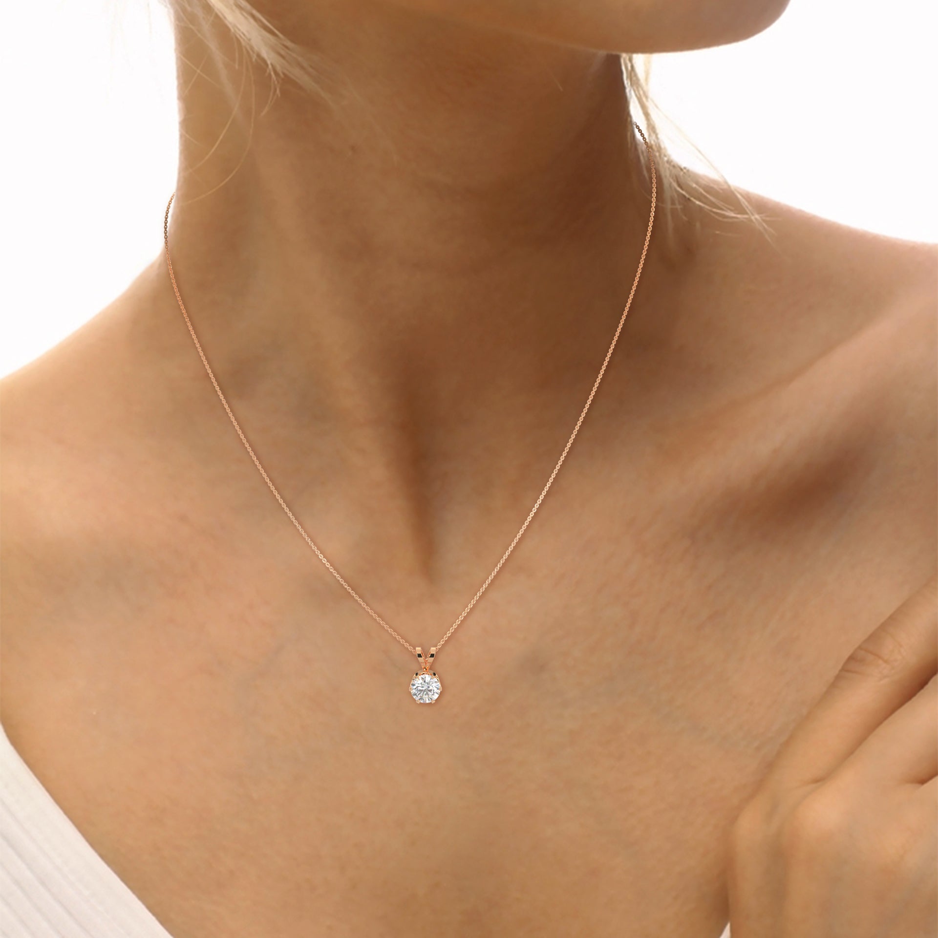 Brilliant Solitaire: 14K Gold Round Diamond Pendant Necklace | 2.11 CTW